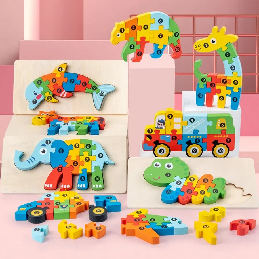 Wooden Number Puzzle Set