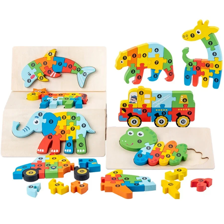 Wooden Number Puzzle Set